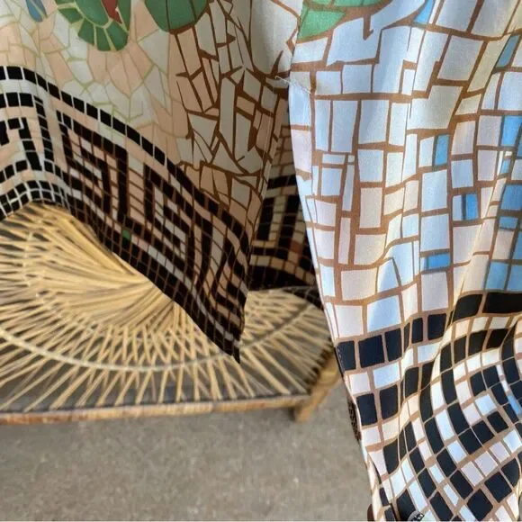 ✨ Beautiful handmade silk dress in a unique mosaic floral pattern. Size 12. - Picture 11 of 11